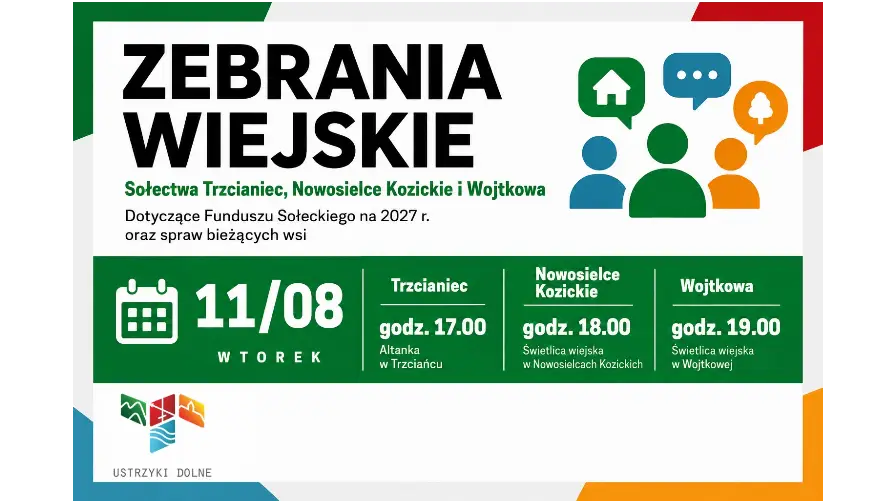 Zebrania wiejskie w sołectwach Trzcianiec, Nowosielce Kozickie i Wojtkowa – 11 sierpnia 2026 r.