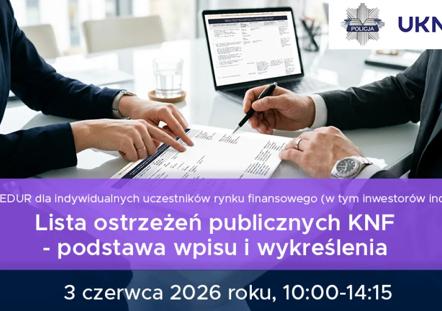 Webinarium CEDUR: Lista ostrzeżeń publicznych KNF – 3 czerwca 2026 r.