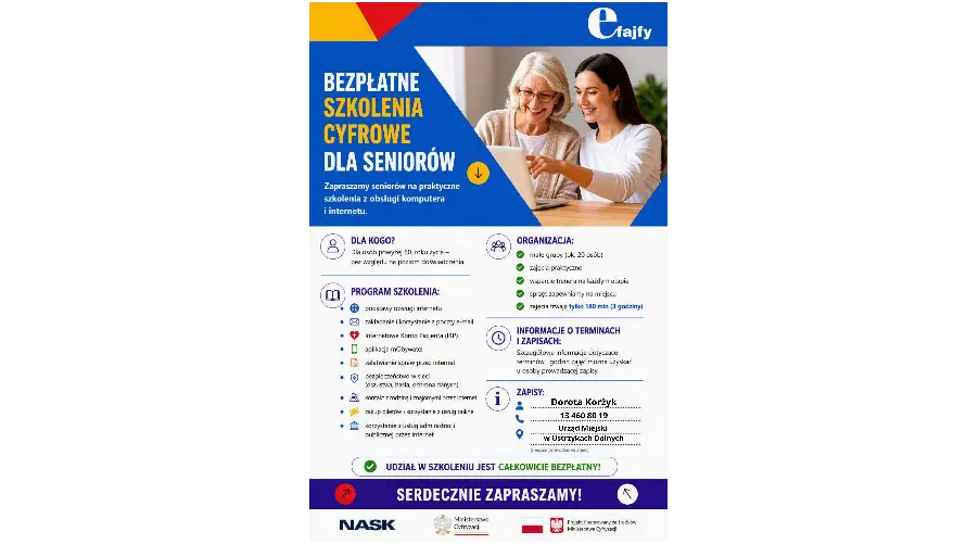 Bezpłatne szkolenia cyfrowe dla seniorów w Gminie Ustrzyki Dolne