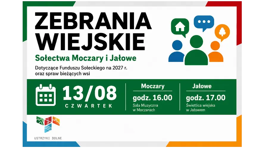 Zebrania wiejskie w sołectwach Moczary i Jałowe – 13 sierpnia 2026 r.